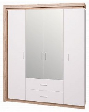 Шкаф для одежды с ящиками 4-х створчатый с зеркалом Люмен 16 в Озерске - ozersk.ok-mebel.com | фото 1