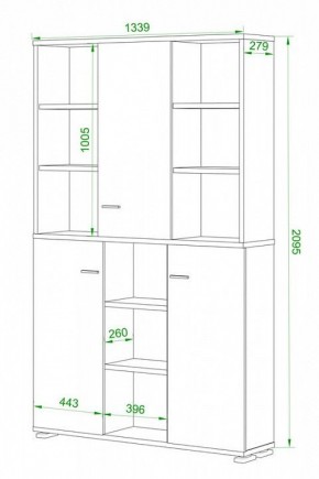 Шкаф книжный Домино ПУ-40-3 в Озерске - ozersk.ok-mebel.com | фото 2