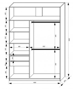 Шкаф-купе 1600 серии SOFT D8+D2+B2+PL4 (2 ящика+F обр.штанга) профиль «Графит» в Озерске - ozersk.ok-mebel.com | фото 2