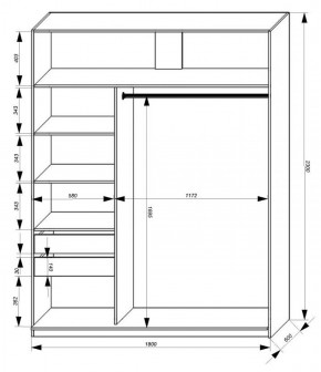 Шкаф-купе 1800 серии SOFT D1+D3+B2+PL1 (2 ящика+1штанга) профиль «Графит» в Озерске - ozersk.ok-mebel.com | фото 3