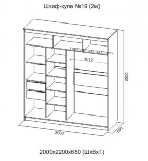 Шкаф-купе №19 Серия 3 Квадро (2000) Ясень Анкор светлый в Озерске - ozersk.ok-mebel.com | фото 4