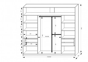 Шкаф-купе 2150 серии NEW CLASSIC K4+K4+K4+B22+PL4(по 2 ящика лев/прав+F обр.штанга) профиль «Капучино» в Озерске - ozersk.ok-mebel.com | фото 3
