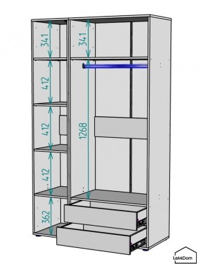 Шкаф Linnea MHR-3PO-2 2050х1200х510 (Белый-М 11.1.2) в Озерске - ozersk.ok-mebel.com | фото 3