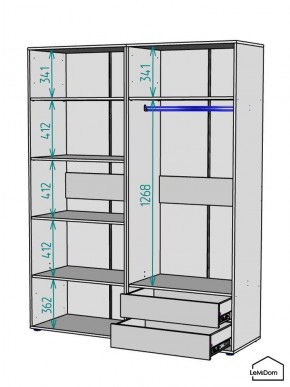 Шкаф Linnea MHR-4PO-2 2050х1600х510 (Белый-М 11.1.2) в Озерске - ozersk.ok-mebel.com | фото 3