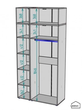 Шкаф с антресолью Linnea MHR-3A-1 2450х1200х510 (Графит-М 11.1.25) в Озерске - ozersk.ok-mebel.com | фото 3