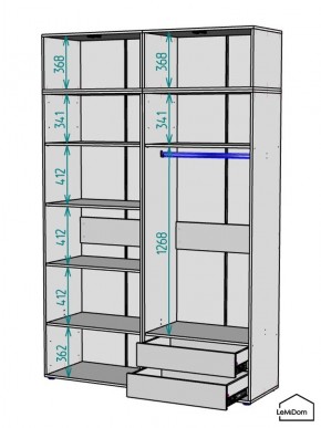 Шкаф с антресолью Linnea MHR-4POA-2 2450х1600х510 (Белый-М 11.1.2) в Озерске - ozersk.ok-mebel.com | фото 3