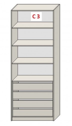 Шкаф СТАНДАРТ С3 4 ящика серия "ГЕСТИЯ" (Бело-серый/Дуб Небраска натуральный ) 800*520*2300 в Озерске - ozersk.ok-mebel.com | фото 2