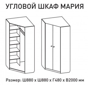 Шкаф угловой Мария 880*880 (ЛДСП 1 кат.) в Озерске - ozersk.ok-mebel.com | фото 2