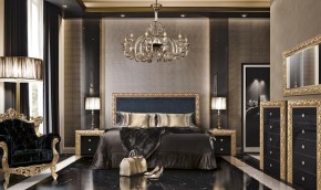 Спальный гарнитур Тиффани Premium черная/золото в Озерске - ozersk.ok-mebel.com | фото 2