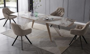 Стол ACERRA NEW 160 GLOSS LUXURY PANDORA SOLID CERAMIC/ каркас цвета шампань, ®DISAUR в Озерске - ozersk.ok-mebel.com | фото 3