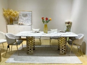 Стол CHIAVARI 220 KL-188 Контрастный мрамор матовый, итальянская керамика / Шампань, ®DISAUR в Озерске - ozersk.ok-mebel.com | фото 2