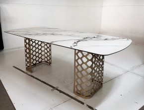 Стол CHIAVARI 220 KL-188 Контрастный мрамор матовый, итальянская керамика / Шампань, ®DISAUR в Озерске - ozersk.ok-mebel.com | фото 6