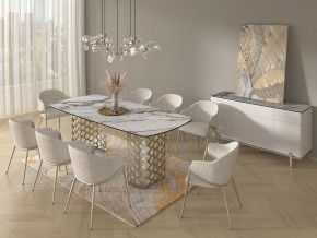 Стол CHIAVARI 220 KL-188 Контрастный мрамор матовый, итальянская керамика / Шампань, ®DISAUR в Озерске - ozersk.ok-mebel.com | фото 9