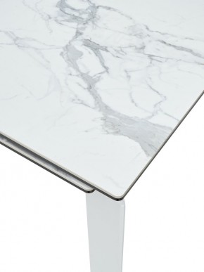 Стол CORNER 120 HIGH GLOSS STATUARIO керамика, стекло/ белый каркас, ®DISAUR в Озерске - ozersk.ok-mebel.com | фото 2