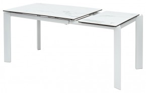 Стол CORNER 120 HIGH GLOSS STATUARIO керамика, стекло/ белый каркас, ®DISAUR в Озерске - ozersk.ok-mebel.com | фото 3