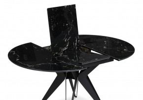 Стол стеклянный Рикла 110(150)х110х76 черный мрамор / черный в Озерске - ozersk.ok-mebel.com | фото 4