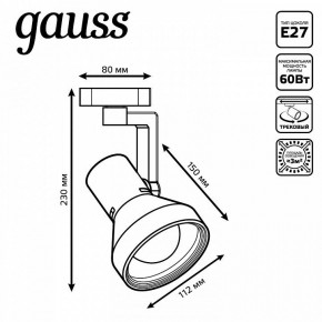 Светильник на штанге Gauss Track Light TR005 в Озерске - ozersk.ok-mebel.com | фото 6