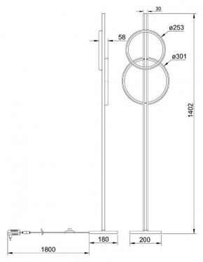 Торшер Arte Lamp Fluido A3913PN-24BK в Озерске - ozersk.ok-mebel.com | фото 2