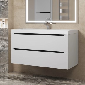 Тумба под раковину Uperwood Tanos 100 см, подвесная, белая/графит в Озерске - ozersk.ok-mebel.com | фото