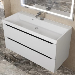 Тумба под раковину Uperwood Tanos 100 см, подвесная, белая/графит в Озерске - ozersk.ok-mebel.com | фото 10