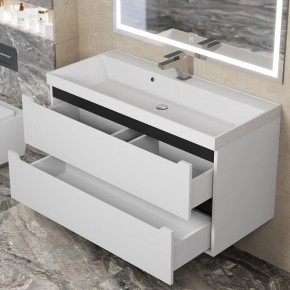 Тумба под раковину Uperwood Tanos 100 см, подвесная, белая/графит в Озерске - ozersk.ok-mebel.com | фото 9