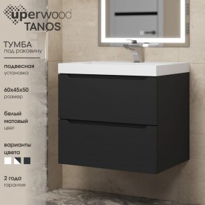 Тумба под раковину Uperwood Tanos 60 см, подвесная, черная матовая в Озерске - ozersk.ok-mebel.com | фото 3