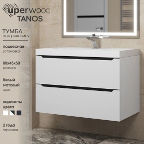 Тумба под раковину Uperwood Tanos 80 см, подвесная, белая/графит в Озерске - ozersk.ok-mebel.com | фото 3