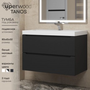 Тумба под раковину Uperwood Tanos 80 см, подвесная, черная матовая в Озерске - ozersk.ok-mebel.com | фото 3
