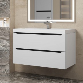 Тумба под раковину Uperwood Tanos 90 см, подвесная, белая/графит в Озерске - ozersk.ok-mebel.com | фото