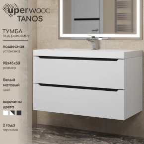 Тумба под раковину Uperwood Tanos 90 см, подвесная, белая/графит в Озерске - ozersk.ok-mebel.com | фото 3