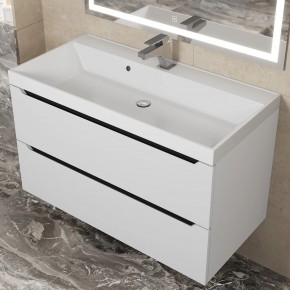 Тумба под раковину Uperwood Tanos 90 см, подвесная, белая/графит в Озерске - ozersk.ok-mebel.com | фото 9