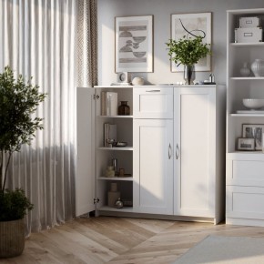 Тумба СИРИУС трехдверная с одним ящиком, цвет белый в Озерске - ozersk.ok-mebel.com | фото 4